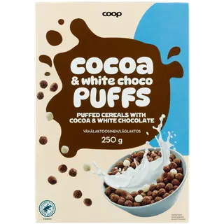 Coop hommikuhelbed valge šokolaadi ja kakaoga 250 g