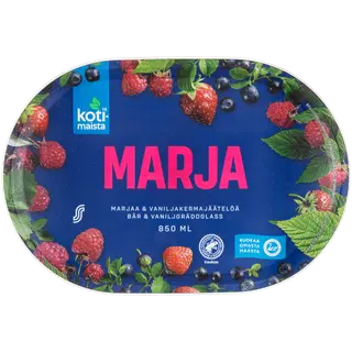 Kotimaista Vaniljejäätis marjakastme ja šokolaadi tükkidega 850 ml