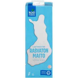 Kotimaista laktoosivaba rasvata piim 0%, 1l