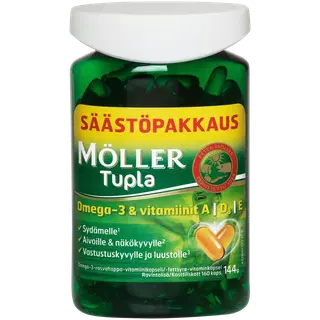 Möller Tupla kalaõli Omega-3 ja A, D, E vitamiinidega, 160 kapslit