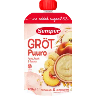 Semper õuna-virsiku puder 120 g, alates 6-elukuust