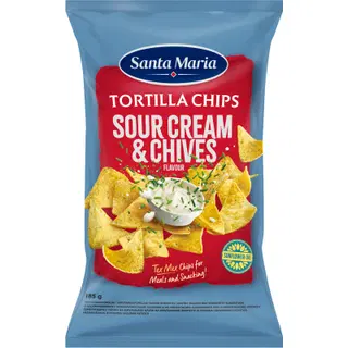 Santa Maria Tortilla Chips Sourcream&Chive, maisikrõpsud, 185g