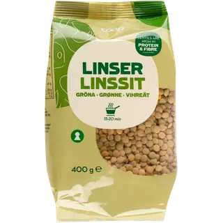 Coop kuivatatud rohelised läätsed 400g