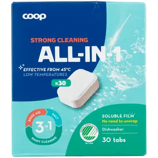 Nõudepesumasina tabletid Coop Allin1 30tk