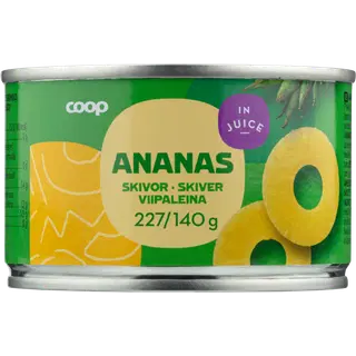 Coop ananassiviilud ananassimahlas 227/140g