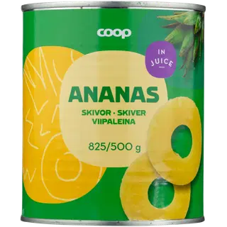 Coop ananassiviilud ananassimahlas 825/500g