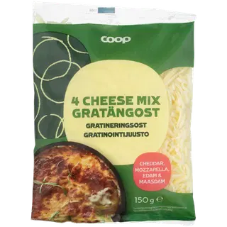 Coop riivjuust 4 juustu segu, 26% rasva, 150g