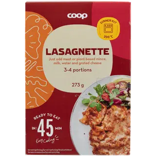 Coop lasagnette ja kastme koostisosad 273g