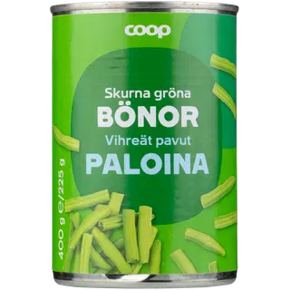 Coop tükeldatud rohelised oad soolvees 400/225g