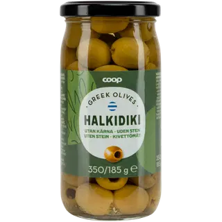 Coop rohelised kivideta halkidiki oliivid 350 g / 185 g