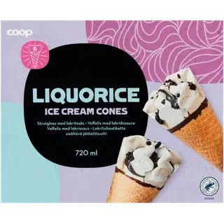 Coop Lagritsajäätis vahvlikoonuses 6tk 720ml/420 g