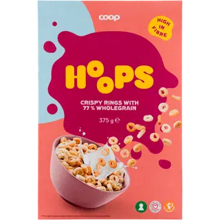 Coop krõbedad kaera, nisu, odra, riisi ja maisi täisterajahuga rõngad 375g