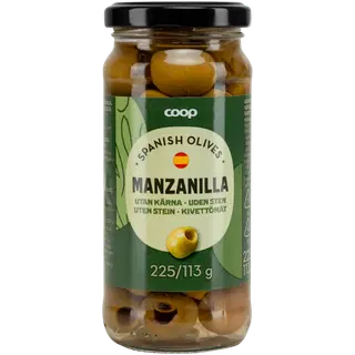 Coop rohelised kivideta manzanilla oliivid 225/113 g