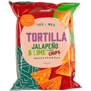 Coop jalopeno-ja laimimaitselised soolatud maisikrõpsud 150g