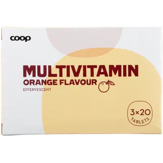 Coop apelsinimaitselised lahustuvad multivitamiinitabletid, 3 x 20 tk
