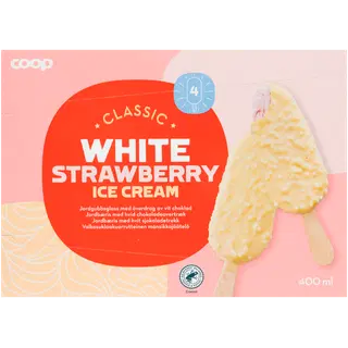 Coop Maasikajäätis Valge Šokolaadiga 4tk 400ml/268 g