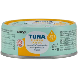 Coop tuunikalatükid väheses päevalilleõlis 120/105 g