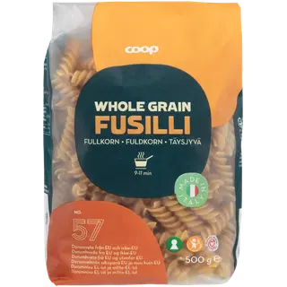 Coop täisterapasta fusilli n 57 500g