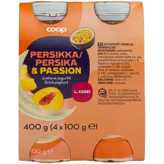 Coop virsiku-granadilli jogurtijook, 4 x 100 g