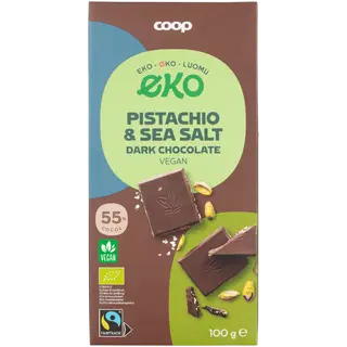 Coop tume šokolaad 55% pistaatsia ja meresoolaga 100g