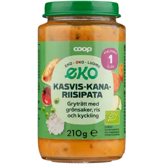 Coop köögivilja-kana-riisipüree 12k+, 210g
