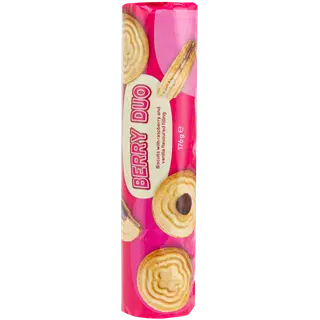 Coop berry duo vaarika- ja vanillimaitselise täidisega küpsised, 176 g