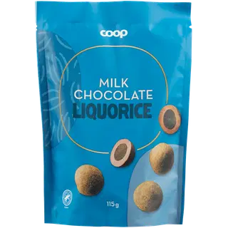 Coop lakritsapallid piimašokolaadis 115g