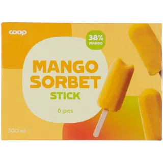 Coop Mangosorbeti jäätisepulk 6 tk 300 g/ 300 ml