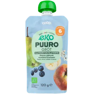 Coop Eco gluteenivaba puder õuna-pirni-mustika 6k, 120g