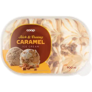 Coop Karamelli-Vanillikoorejäätis karamellikastme ja karamellitükkidega 900 ml