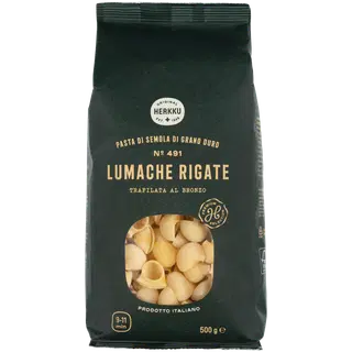 Herkku lumache rigate kõvanisujahust pasta, 500 g