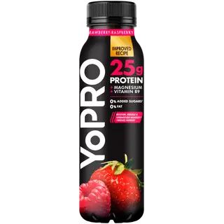 Yopro proteiiniga joogijogurt maasika ja vaarikaga, laktoosivaba, 300 g