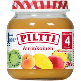 Piltti puuviljapüree lastele mango, aprikoosi ja ananassiga 125 g, alates 4-elukuust