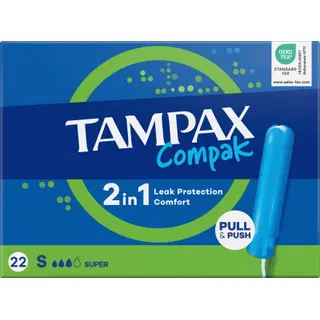 Tampoonid Tampax Compak Super 2in1 22tk