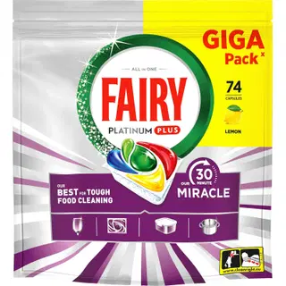 Nõudepesumasina tabletid Fairy Platinum Plus All In One 30 Minute Miracle 74tk
