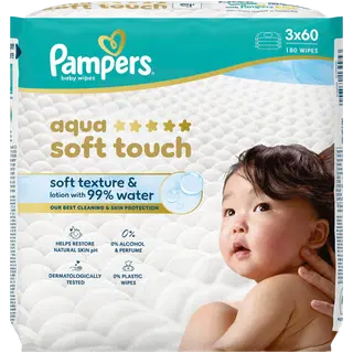 Pampers Aqua Soft Touch niisked salvrätikud 180 tk