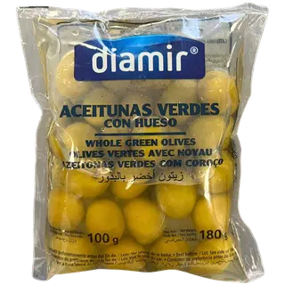 Diamir rohelised oliivid kividega plastikkotis 200gr