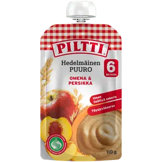 Piltti õuna-virsiku puder 110g, alates 6-elukuust