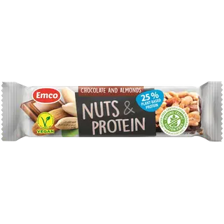 Emco gluteenivaba pähkli- ja proteiinibatoon šokolaadi ja mandlitega 40g