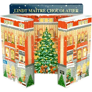 Lindt Maitre advendikalender piima-, tumeda- ja valge šokolaad pehmete täidistega