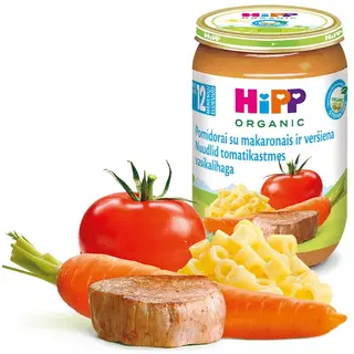 Tomati nuudlipüree vasikalihaga mahe 12+, HIPP, 220 g