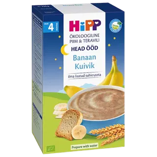 Hipp head ööd banaani-kuiviku piimapudrupulber 250 g, öko, alates 4-