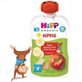 Õuna-banaanipüree beebiküpsistega mahe 4+, HIPP, 100 g