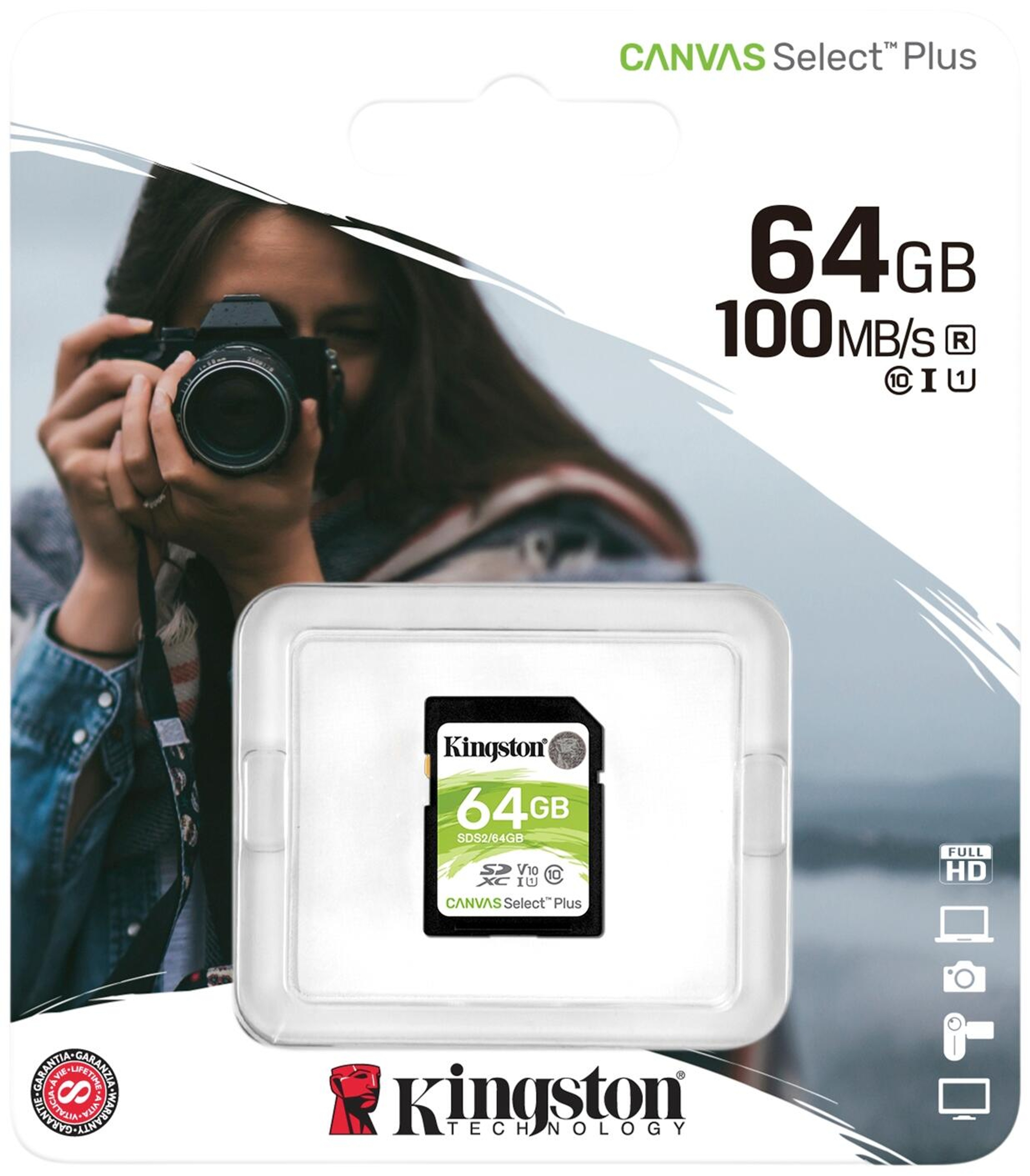 Kingston muistikortti 64GB microSDXC Canvas Select Plus 100R