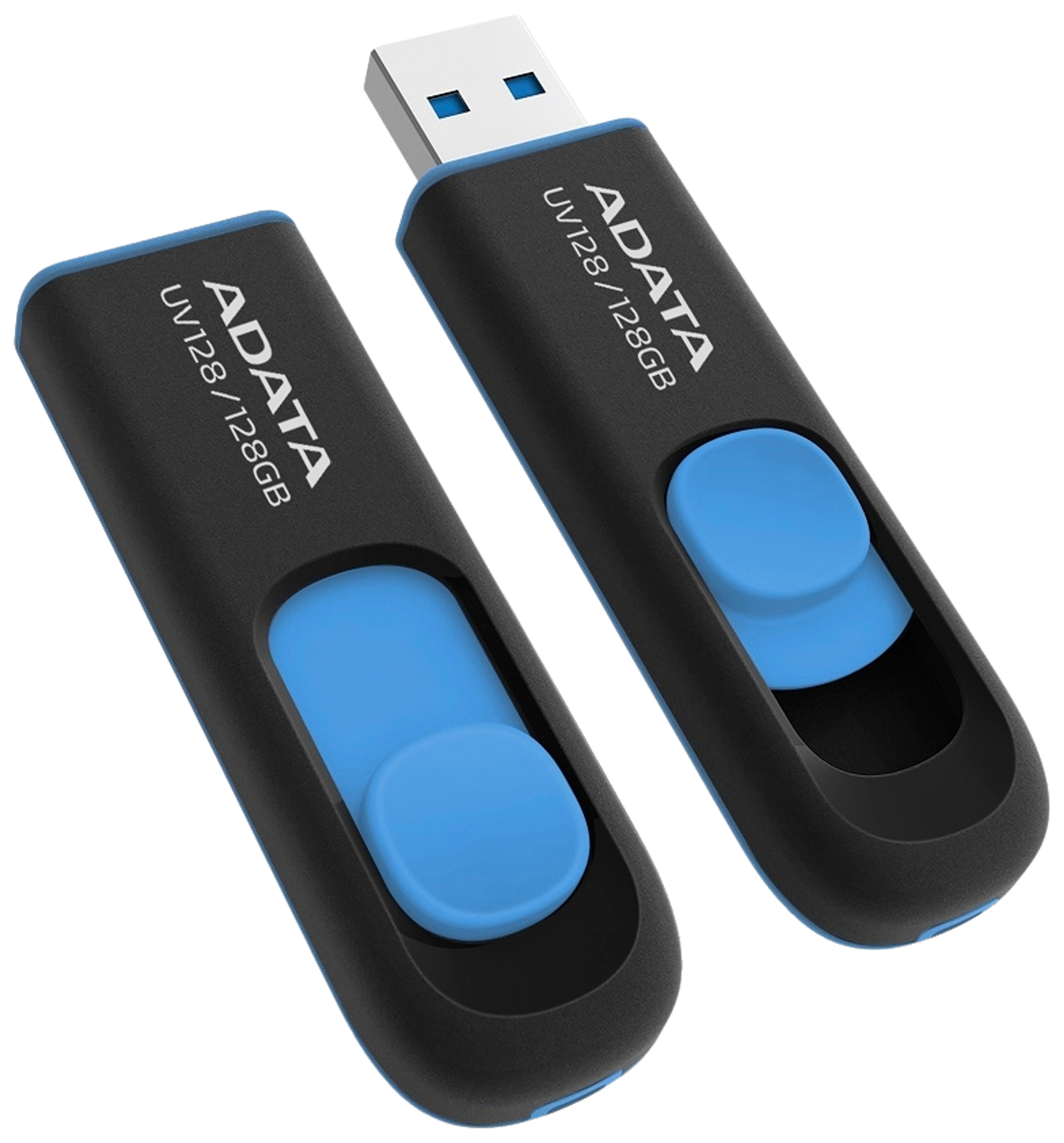 ADATA UV128 USB-muistitikku, 128 GB, musta/sininen (USB-A 3.2 Gen 1)