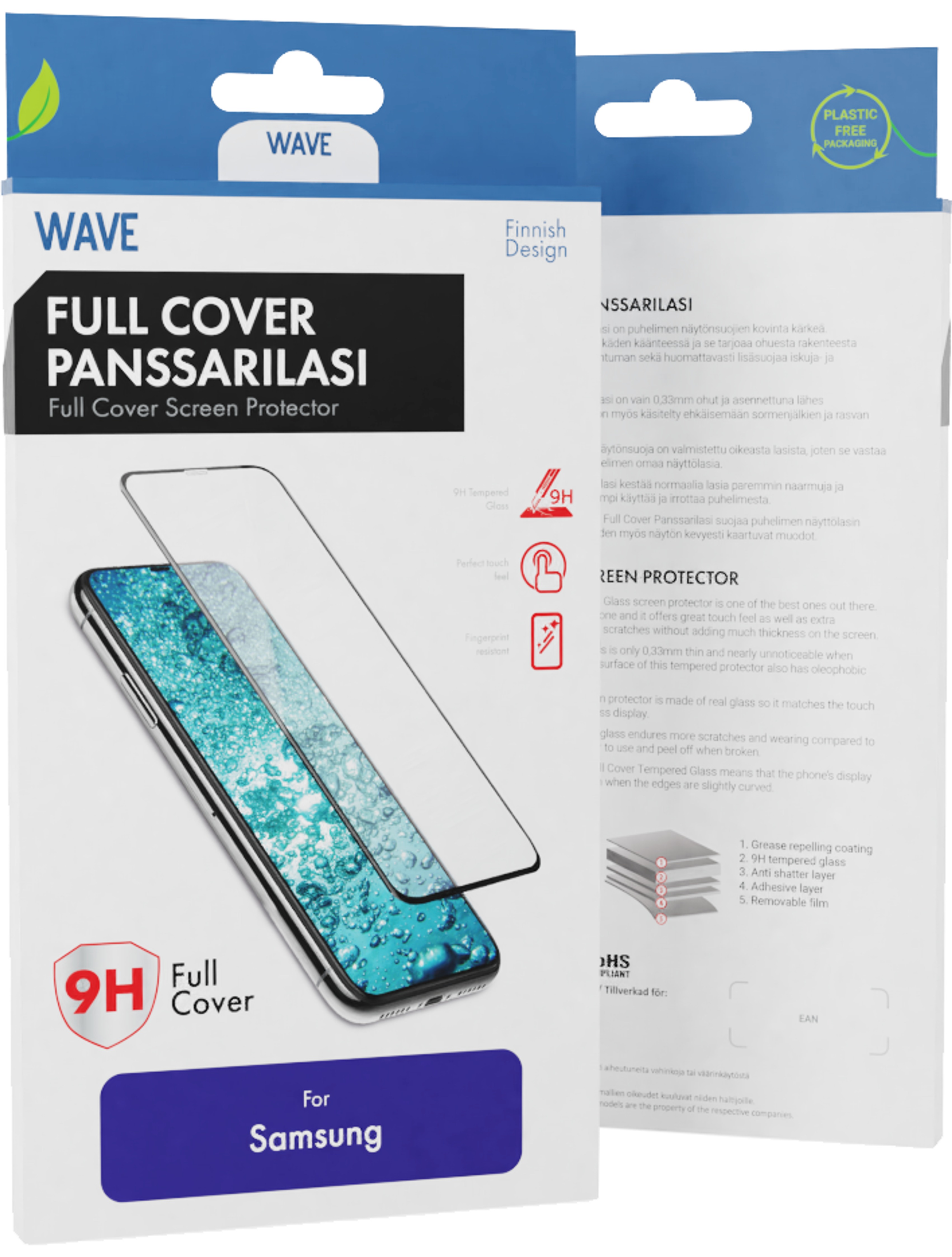 Wave Full Cover Panssarilasi, Samsung Galaxy A13 5G, Musta Kehys