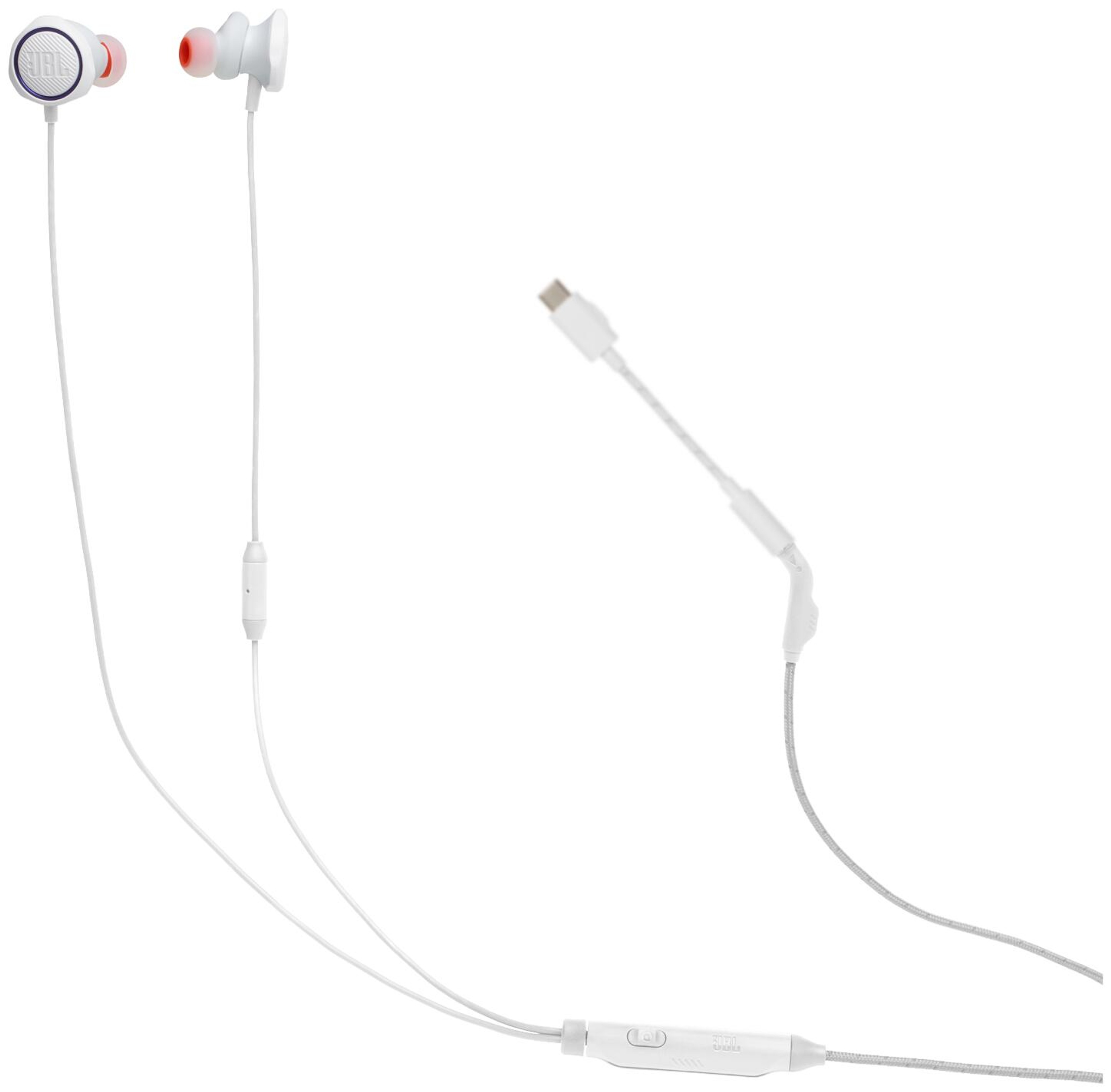 JBL Quantum 50C langallinen pelikuulokemikrofoni, in-ear, valkoinen