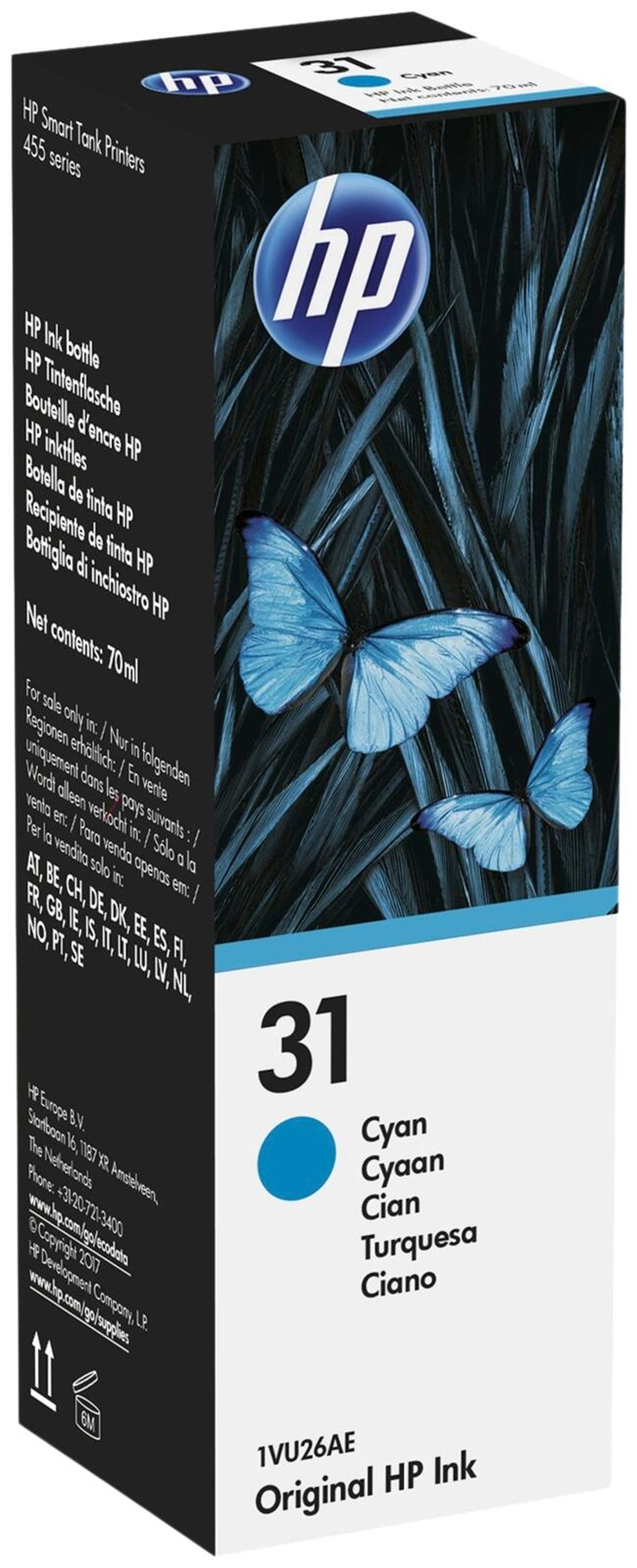 HP 31 -mustepullo, syaani