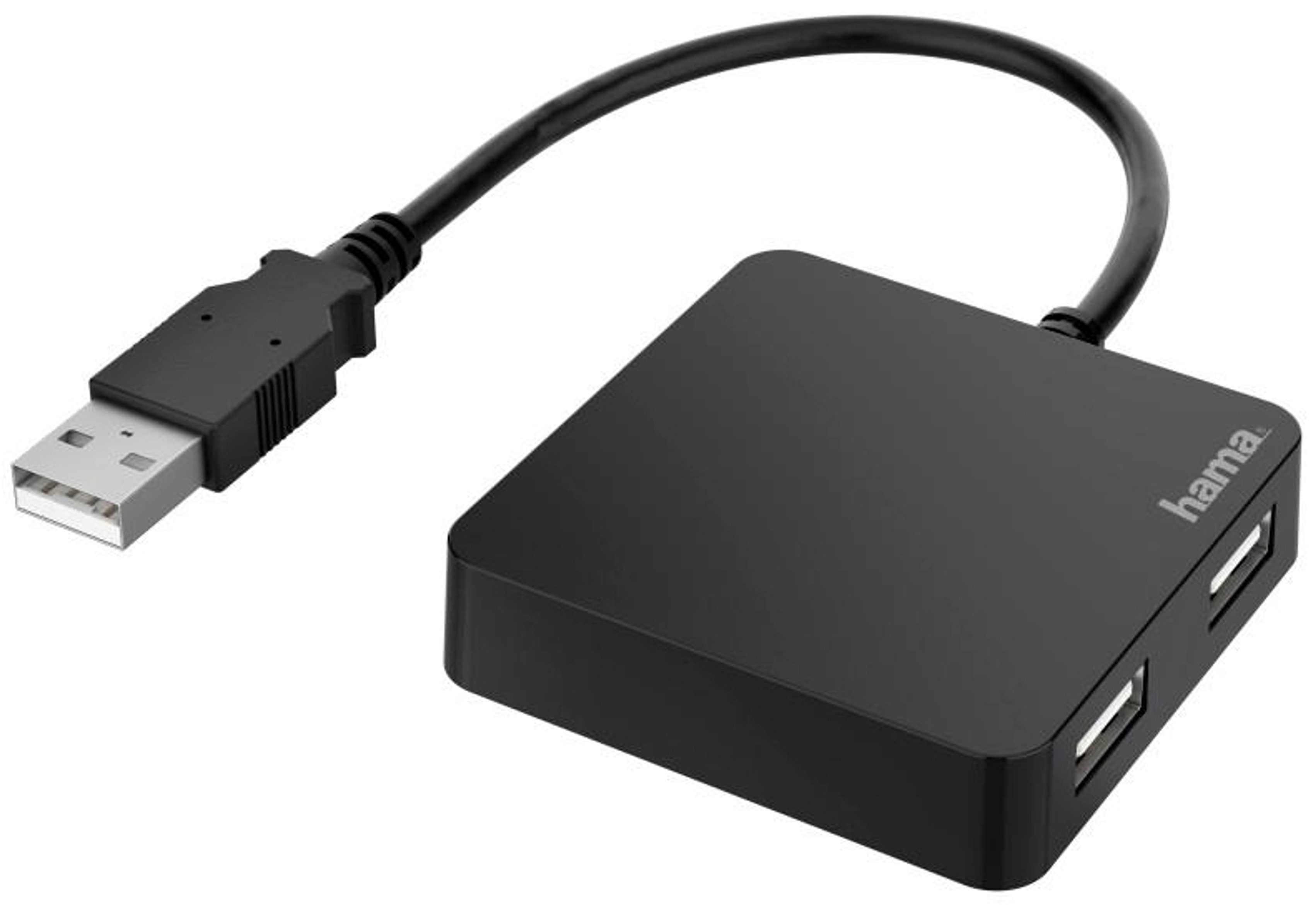 Hama USB-hubi, 4-porttinen, USB-A uros, 4 x USB-A, USB 2.0, 480 Mbit/s, 0,15 m