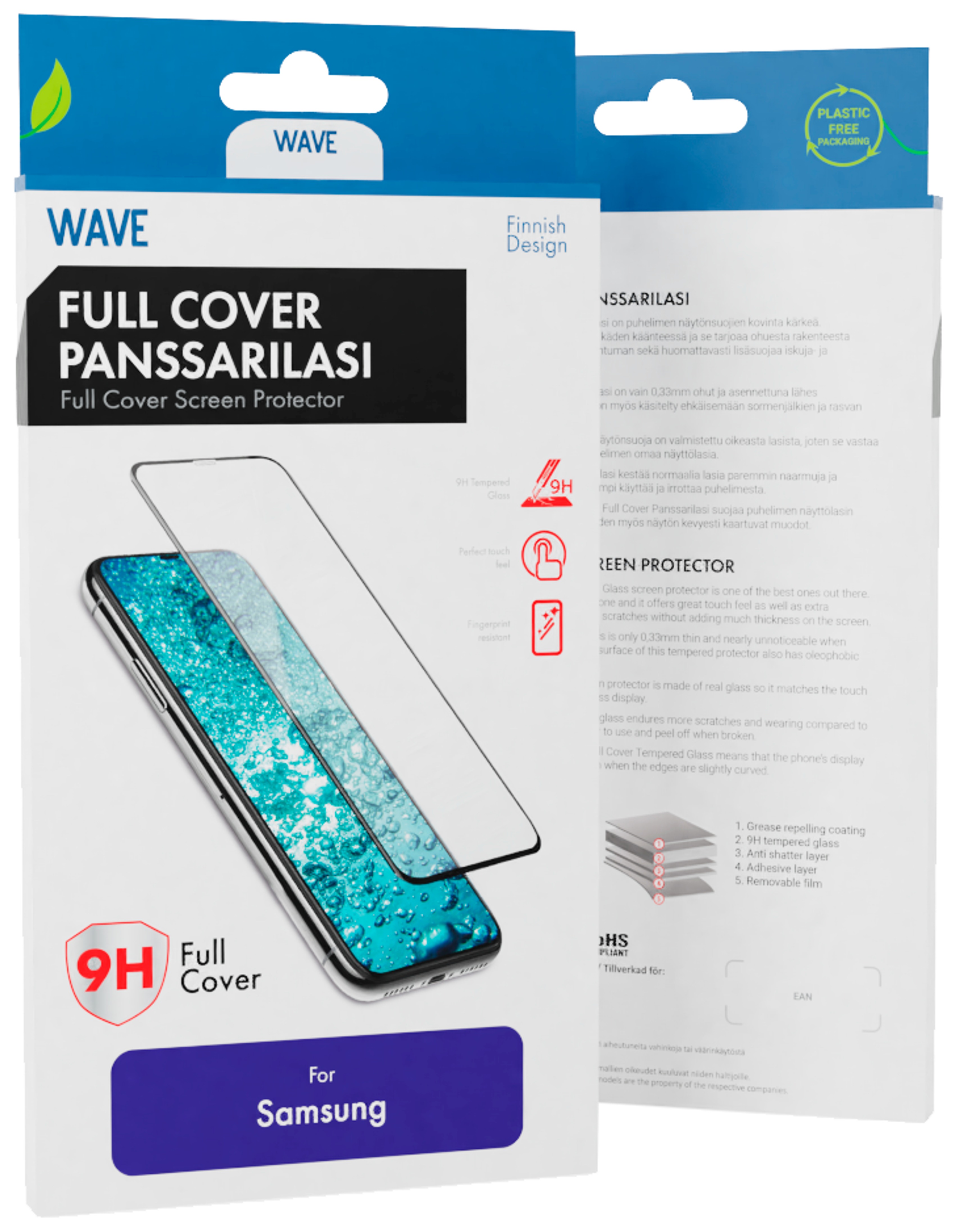 Wave Full Cover -panssarilasi, Samsung Galaxy S21 FE 5G, musta